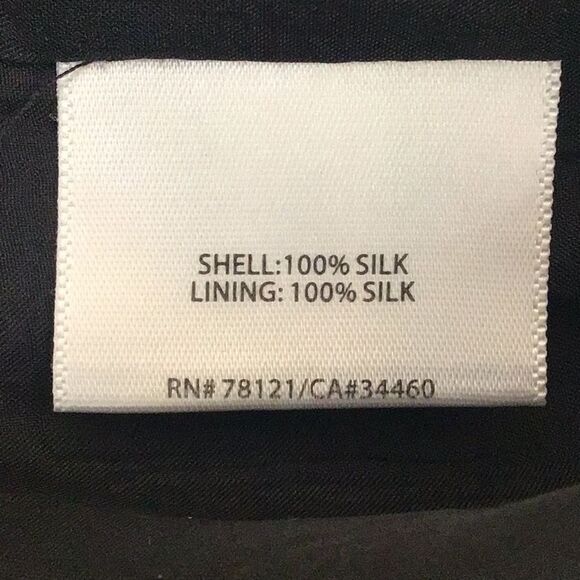 Eileen Fisher Black 100% Silk Georgette Crepe Mesh Strap Sleeveless Sheath Dress - Picture 16 of 16